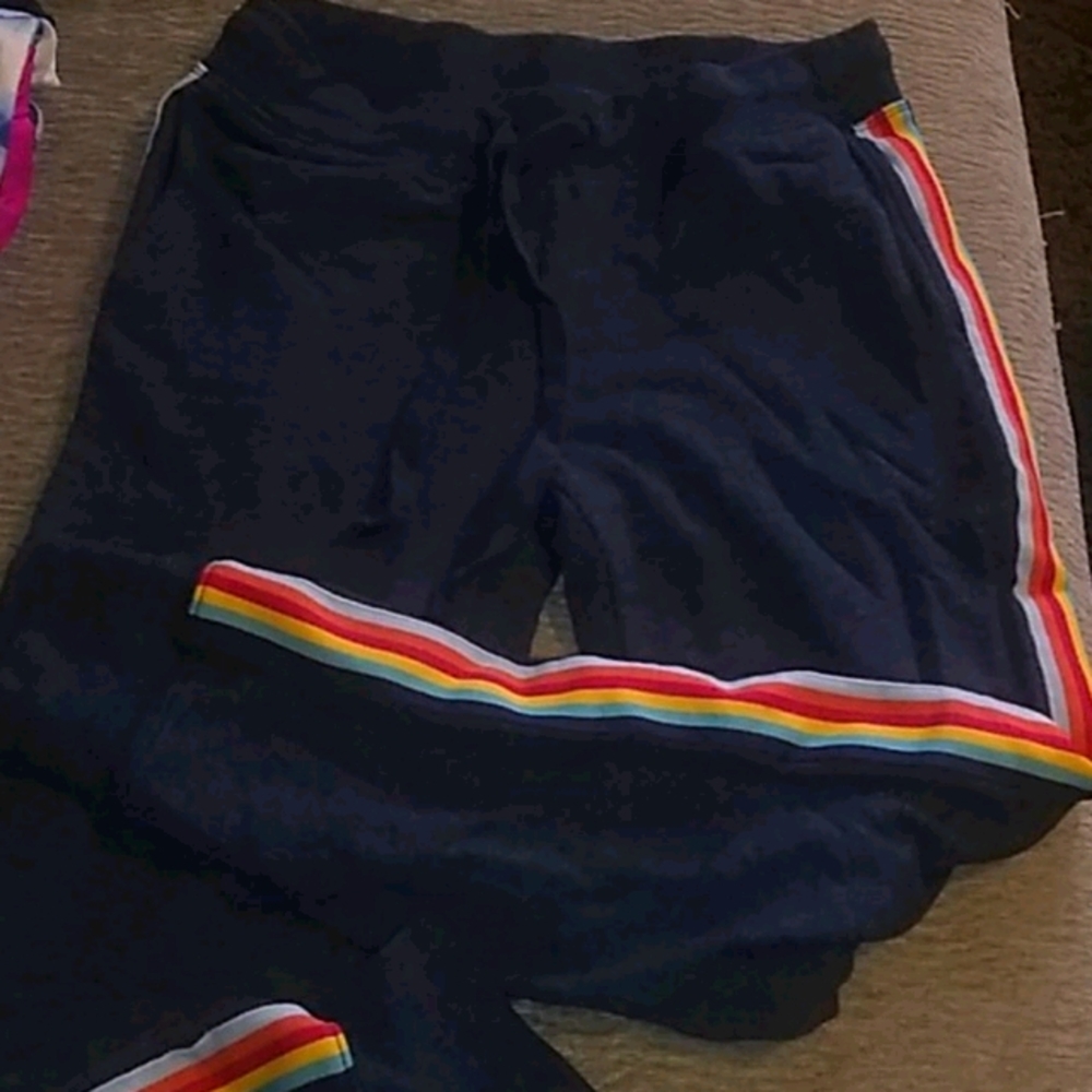 🌈Aeropostale navy joggers rainbow stripe